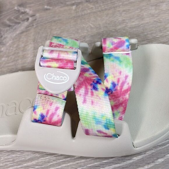 Chaco Chillos Gray Taupe Pastel Tie Dye Women’s Size 6 Slide Slip On Sandals - Picture 12 of 12